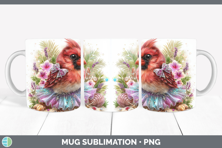 Animals Summer Beach Cardinal Mug Wrap Sublimation Coffee Cu