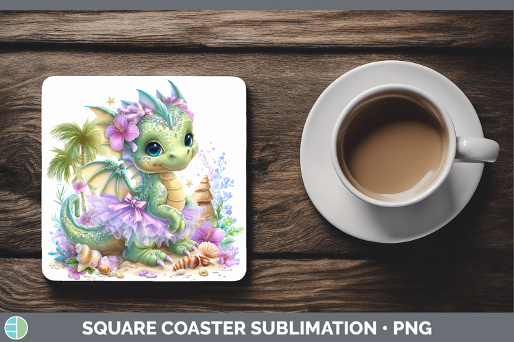 Animals Summer Beach Dragon Square Coaster Sublimation Coast