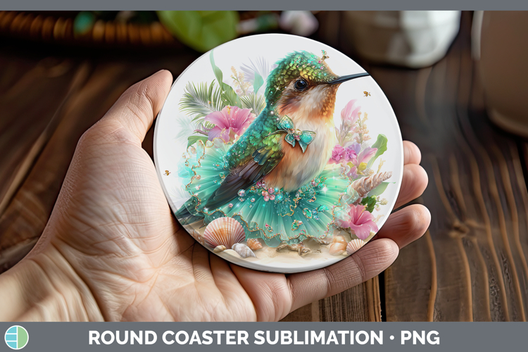 Animals Summer Beach Hummingbird Round Coaster Sublimation C