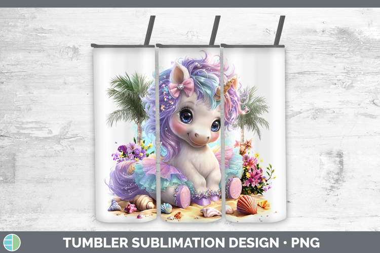 Animals Summer Beach Unicorn Tumbler Sublimation 20 oz Skinn