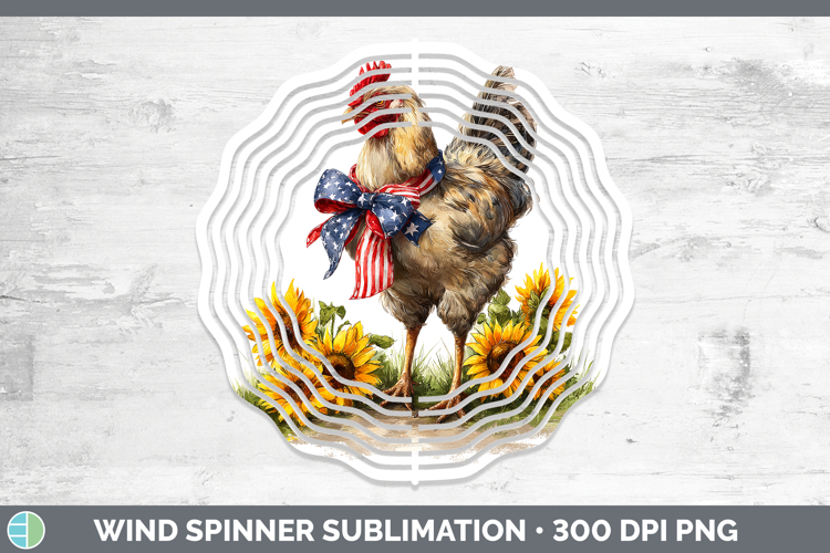 Animals Sunflower Patriotic Chicken Wind Spinner Sublimation