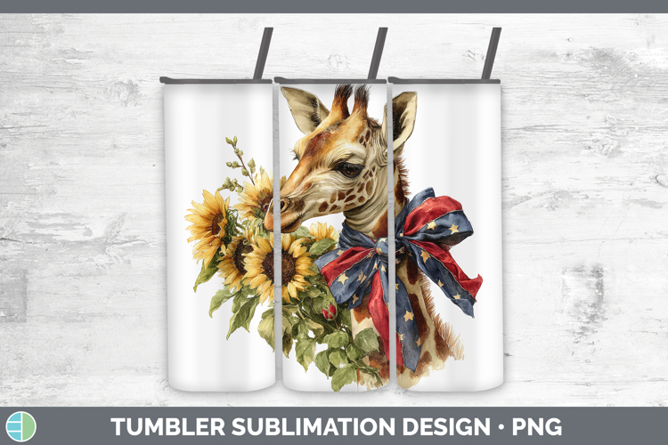Animals Sunflower Patriotic Giraffe Tumbler Sublimation 20 o