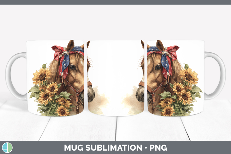 GorgeousAnimals Sunflower Patriotic Mug Wrap design.