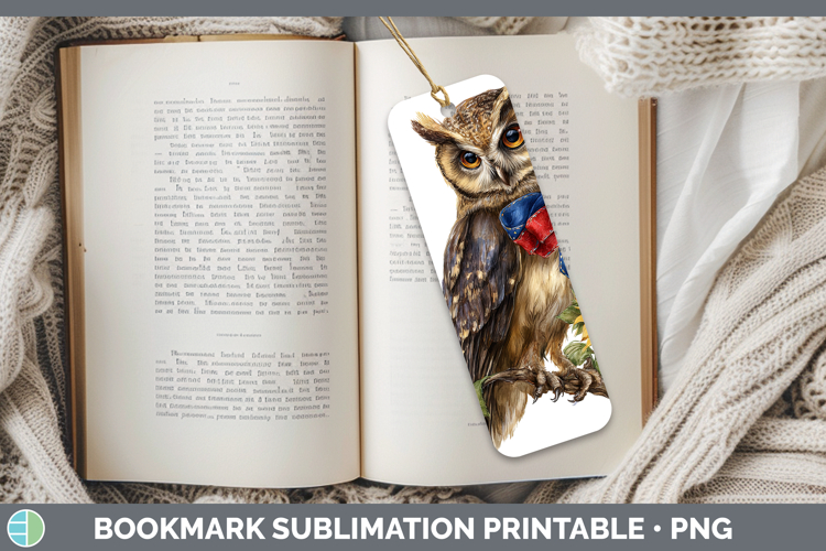 Animals Sunflower Patriotic Owl Bookmark Sublimation Printab