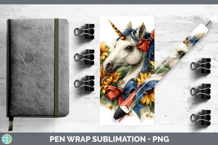Animals Sunflower Patriotic Unicorn Pen Wrap Sublimation Pen
