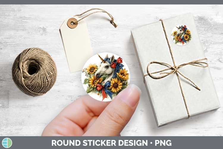 Animals Sunflower Patriotic Unicorn Stickers | Round Labels