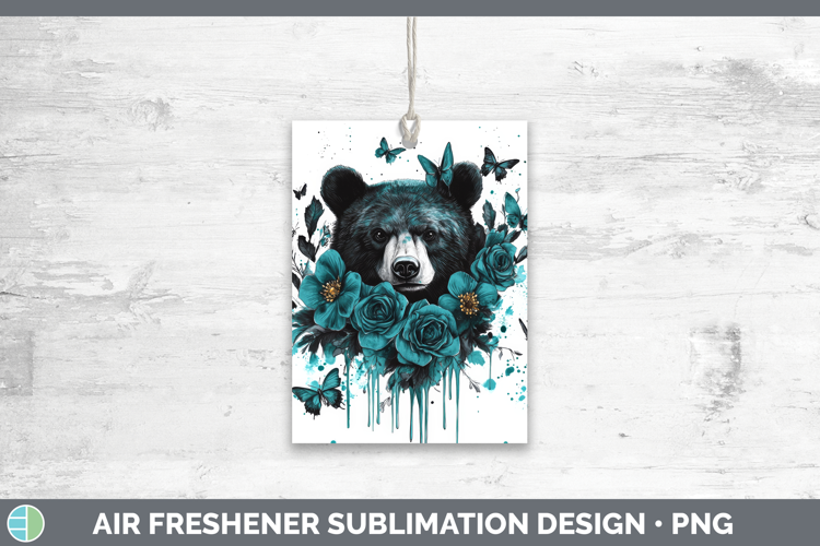 Bear Air Freshener Animals Teal Drips Sublimation Car Freshe