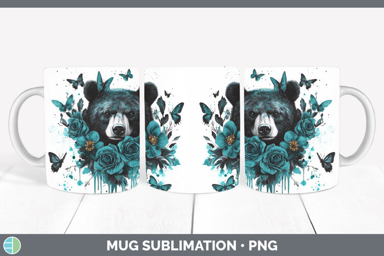 GorgeousAnimals Teal Drips Mug Wrap design.