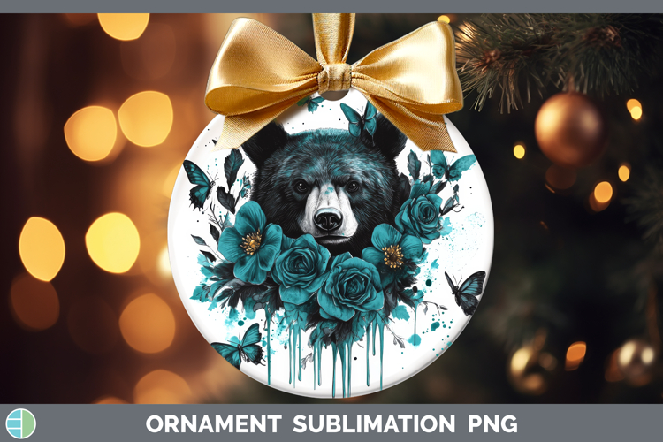 Bear Ornament Animals Teal Drips Sublimation Bauble Designs