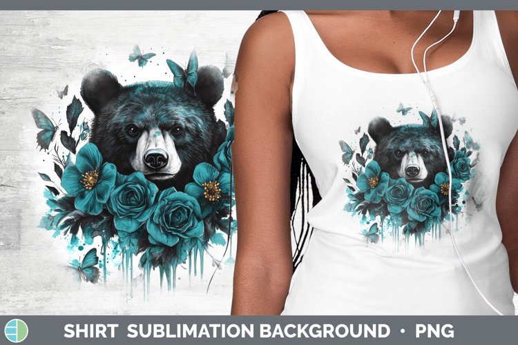Bear Shirt Animals Teal Drips Sublimation Background Designs