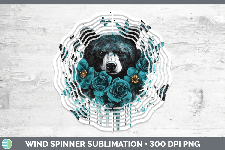 Bear Wind Spinner Animals Teal Drips Sublimation Spinner Des