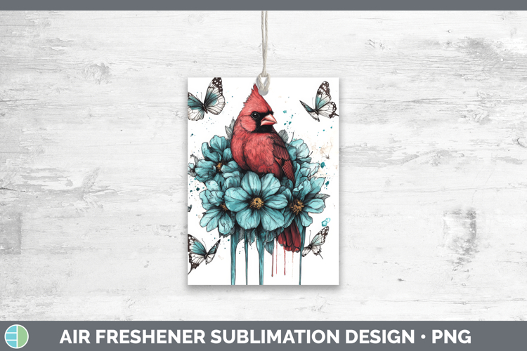 Cardinal Air Freshener Animals Teal Drips Sublimation Car Fr