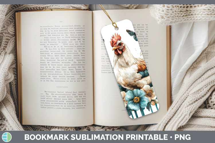 Chicken Bookmark Animals Teal Drips Sublimation Printable De