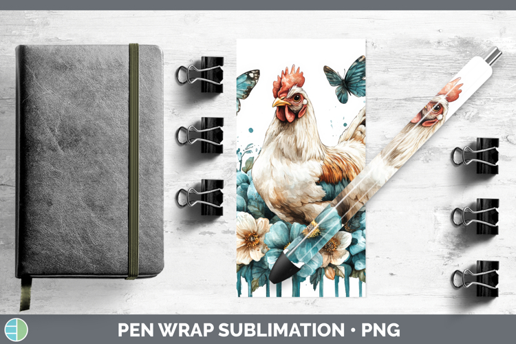 Chicken Pen Wrap Animals Teal Drips Sublimation Pen Designs