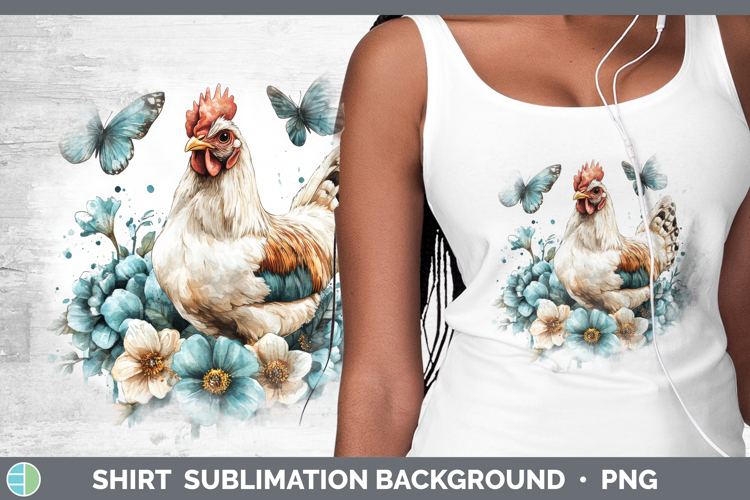 Chicken Shirt Animals Teal Drips Sublimation Background Desi