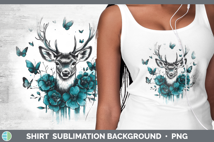 Deer Shirt Animals Teal Drips Sublimation Background Designs