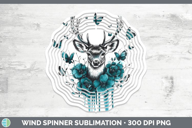 Deer Wind Spinner Animals Teal Drips Sublimation Spinner Des