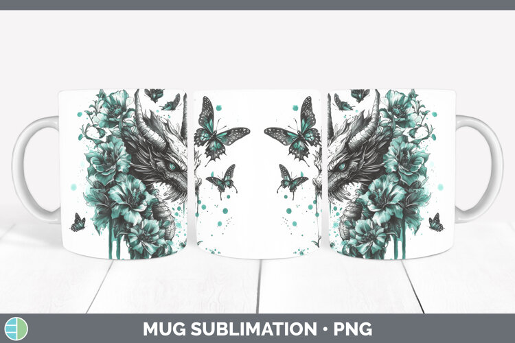 GorgeousAnimals Teal Drips Mug Wrap design.