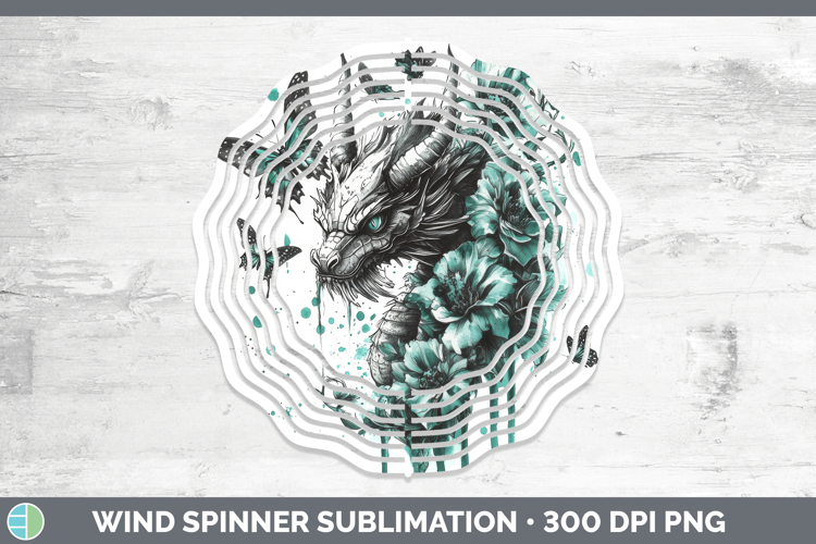 Dragon Wind Spinner Animals Teal Drips Sublimation Spinner D
