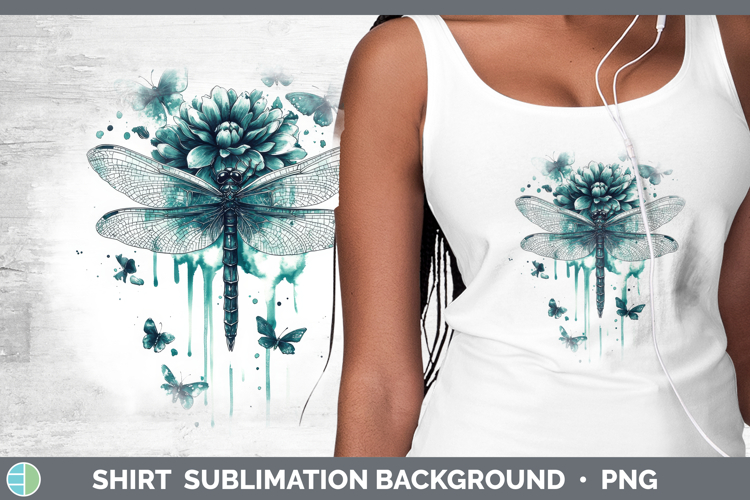 Dragonfly Shirt Animals Teal Drips Sublimation Background De