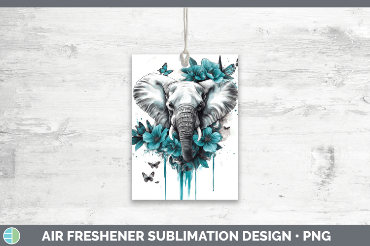 Elephant Air Freshener Animals Teal Drips Sublimation Car Fr