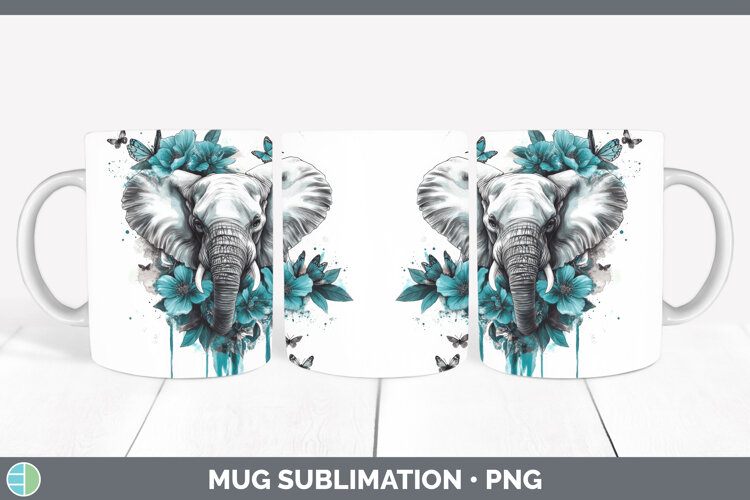 GorgeousAnimals Teal Drips Mug Wrap design.