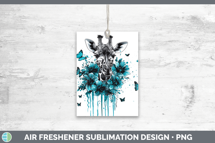 Giraffe Air Freshener Animals Teal Drips Sublimation Car Fre