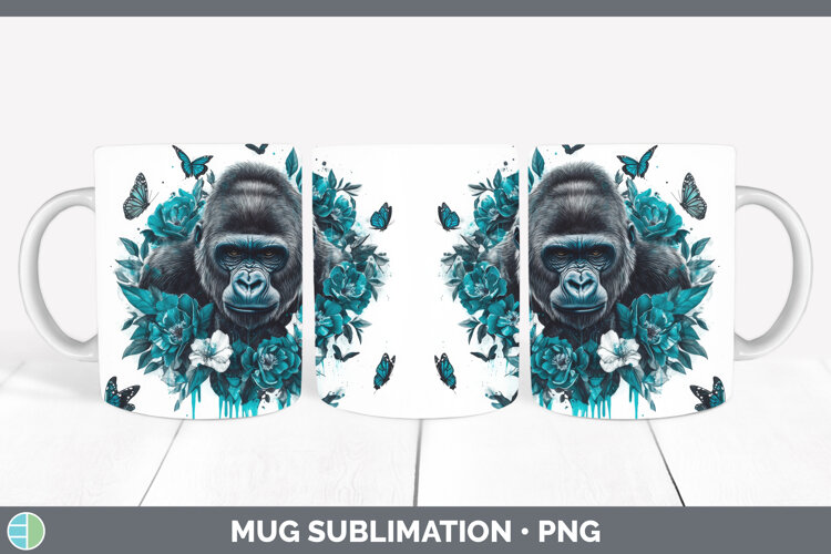 GorgeousAnimals Teal Drips Mug Wrap design.