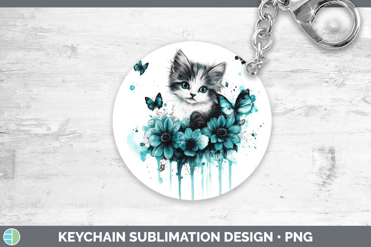 GorgeousAnimals Teal Drips Keychain design.