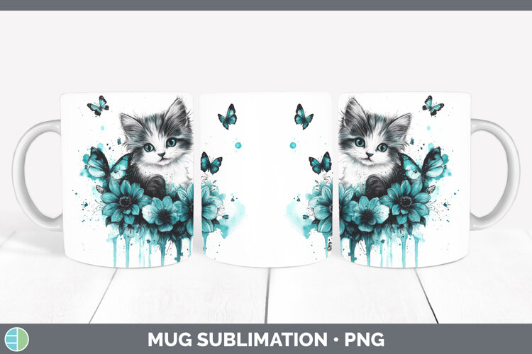 GorgeousAnimals Teal Drips Mug Wrap design.
