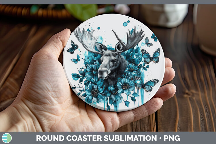 GorgeousAnimals Teal Drips Round Coaster design.