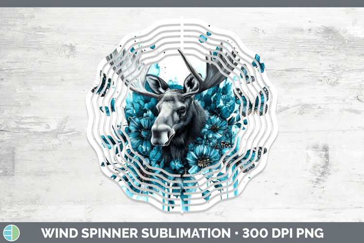 Moose Wind Spinner Animals Teal Drips Sublimation Spinner De
