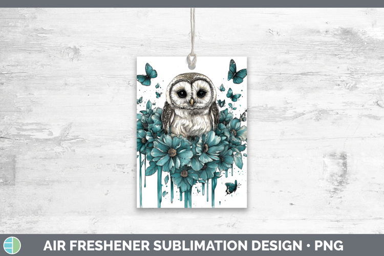 Owl Air Freshener Animals Teal Drips Sublimation Car Freshen