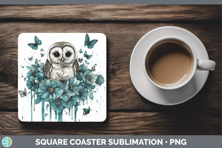 GorgeousAnimals Teal Drips Square Coaster design.