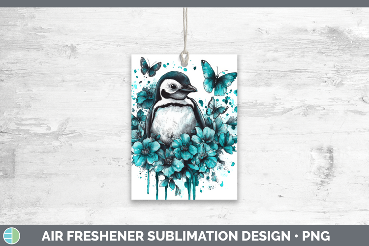 Penguin Air Freshener Animals Teal Drips Sublimation Car Fre