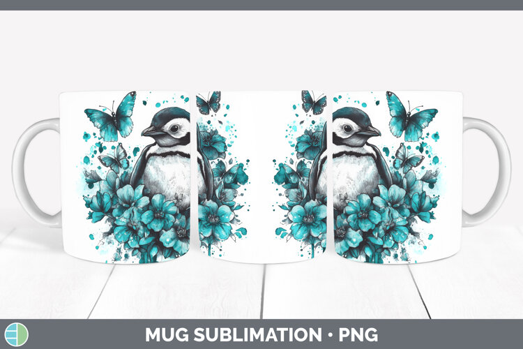 GorgeousAnimals Teal Drips Mug Wrap design.