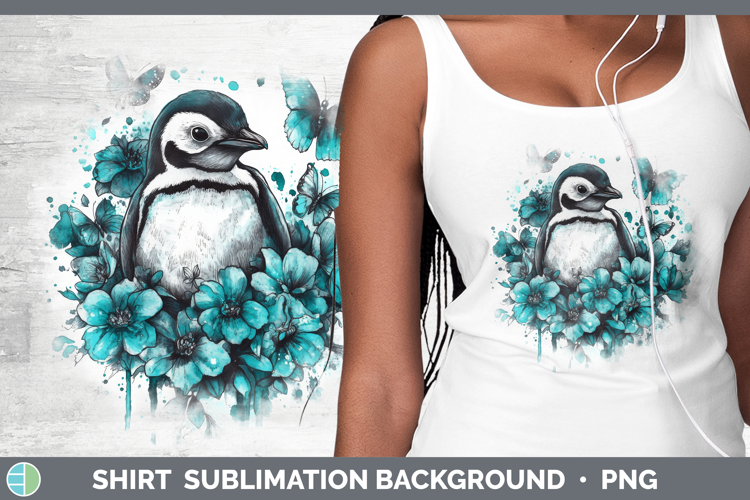 Penguin Shirt Animals Teal Drips Sublimation Background Desi