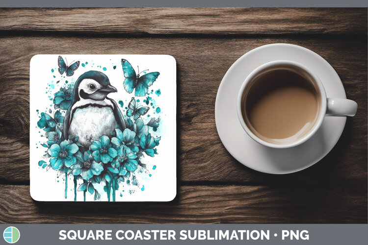 GorgeousAnimals Teal Drips Square Coaster design.
