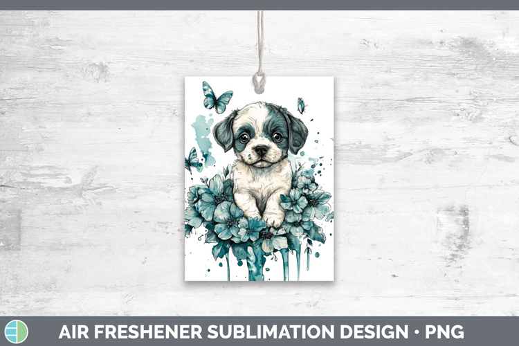 Puppy Air Freshener Animals Teal Drips Sublimation Car Fresh