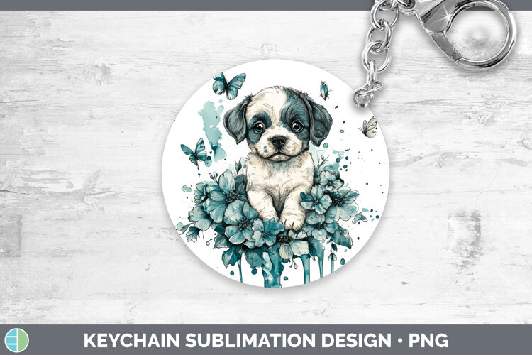 GorgeousAnimals Teal Drips Keychain design.