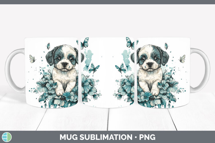 GorgeousAnimals Teal Drips Mug Wrap design.