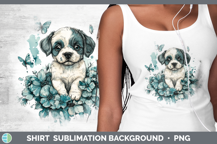 Puppy Shirt Animals Teal Drips Sublimation Background Design