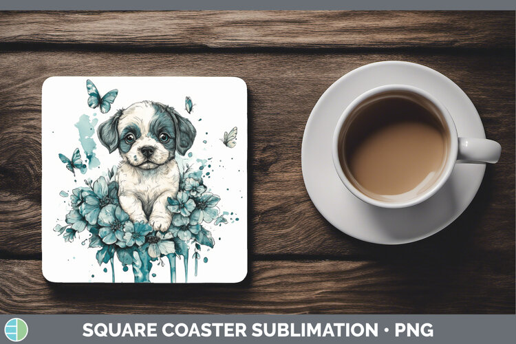 GorgeousAnimals Teal Drips Square Coaster design.