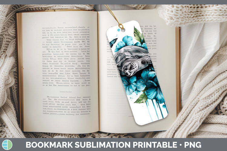Sea Turtle Bookmark Animals Teal Drips Sublimation Printable