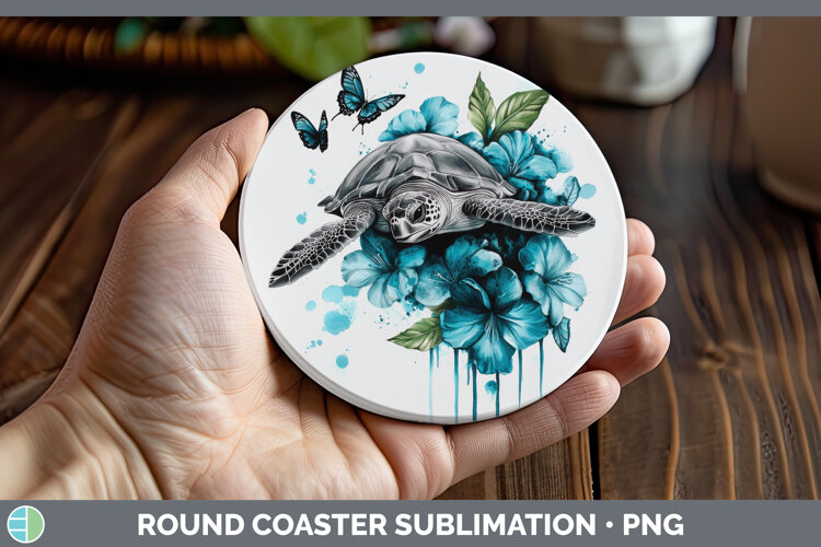GorgeousAnimals Teal Drips Round Coaster design.