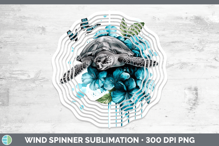 Sea Turtle Wind Spinner Animals Teal Drips Sublimation Spinn