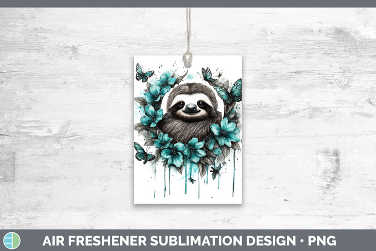 Sloth Air Freshener Animals Teal Drips Sublimation Car Fresh