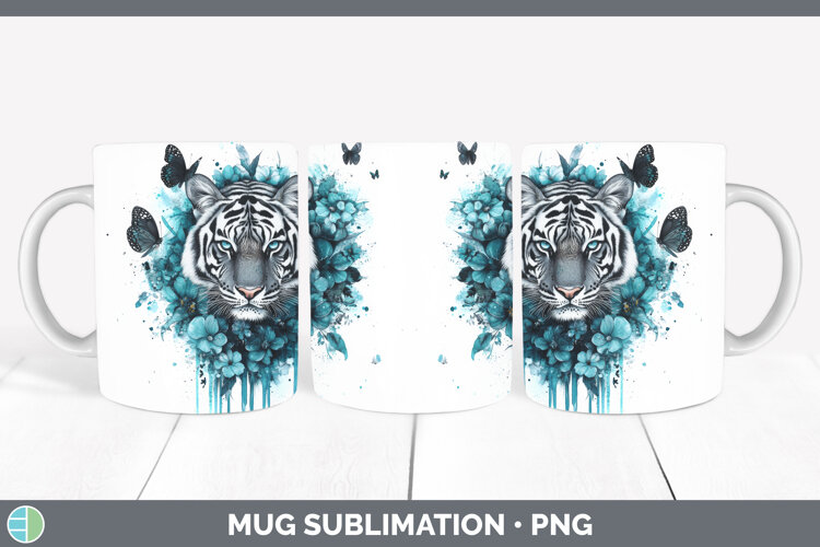 GorgeousAnimals Teal Drips Mug Wrap design.