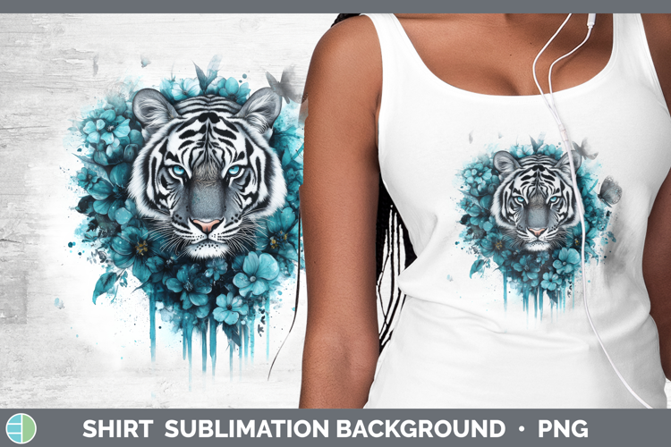 Tiger Shirt Animals Teal Drips Sublimation Background Design