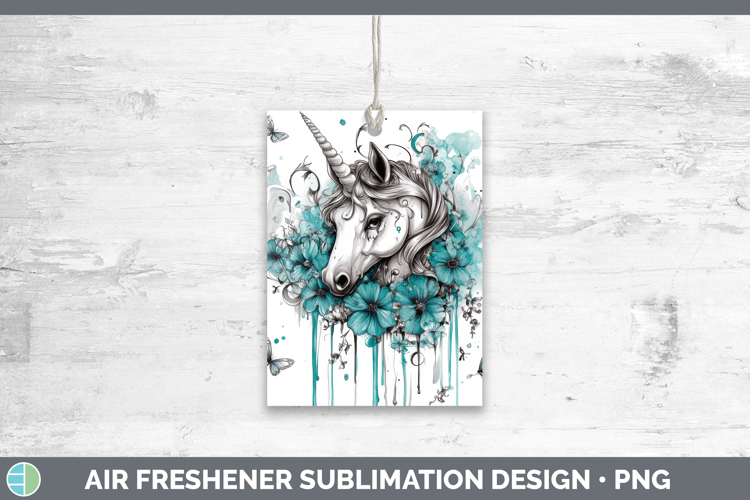 Unicorn Air Freshener Animals Teal Drips Sublimation Car Fre
